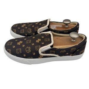 Bucketfeet Shoes Mens Size 8.5 Brown Slip On Canvas Graphic Print Casual Sneaker